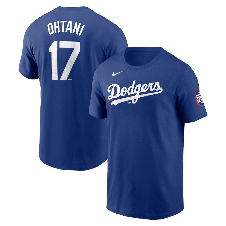 Men Los Angeles Dodgers #17 Ohtani blue MLB 2025 Tshirt style 9->mlb t-shirts->Sports Accessory